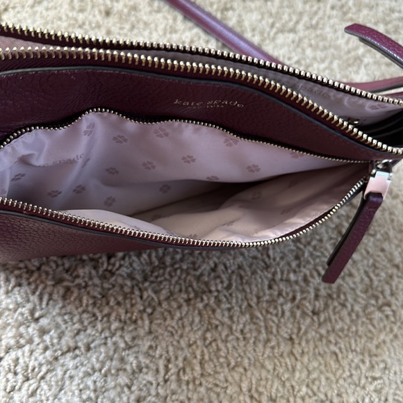 Kate Spade Burgundy Leather Crossbody Bag Maroon Soft Leather Fall Purse - Picture 12 of 16